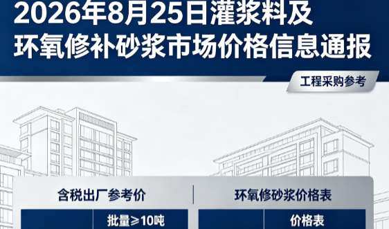 鹿寨2026年8月25日灌浆料及环氧修补砂浆市场价格信息通报